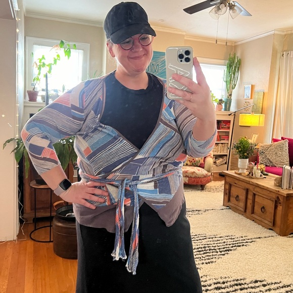 Anthropologie Moth multi stripe wrap cardigan in L - Picture 1 of 6